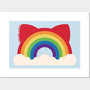 Pride Cat Ear Rainbow Posters and Art